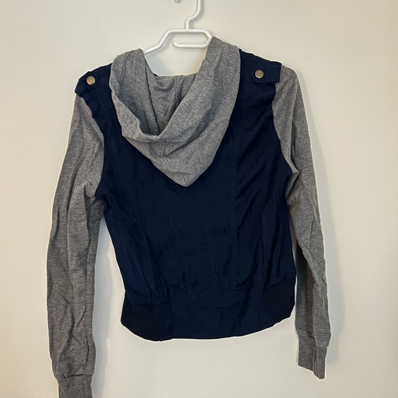 Charlotte Russe Navy and Gray Hooded Jacket - Picture 3 of 5
